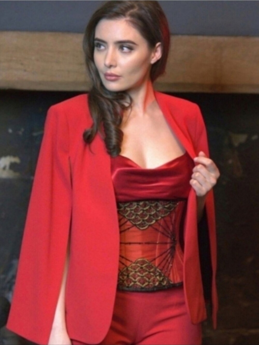 ZARA CAPE BLAZER JACKET RED SIZE S - Picture 12 of 16